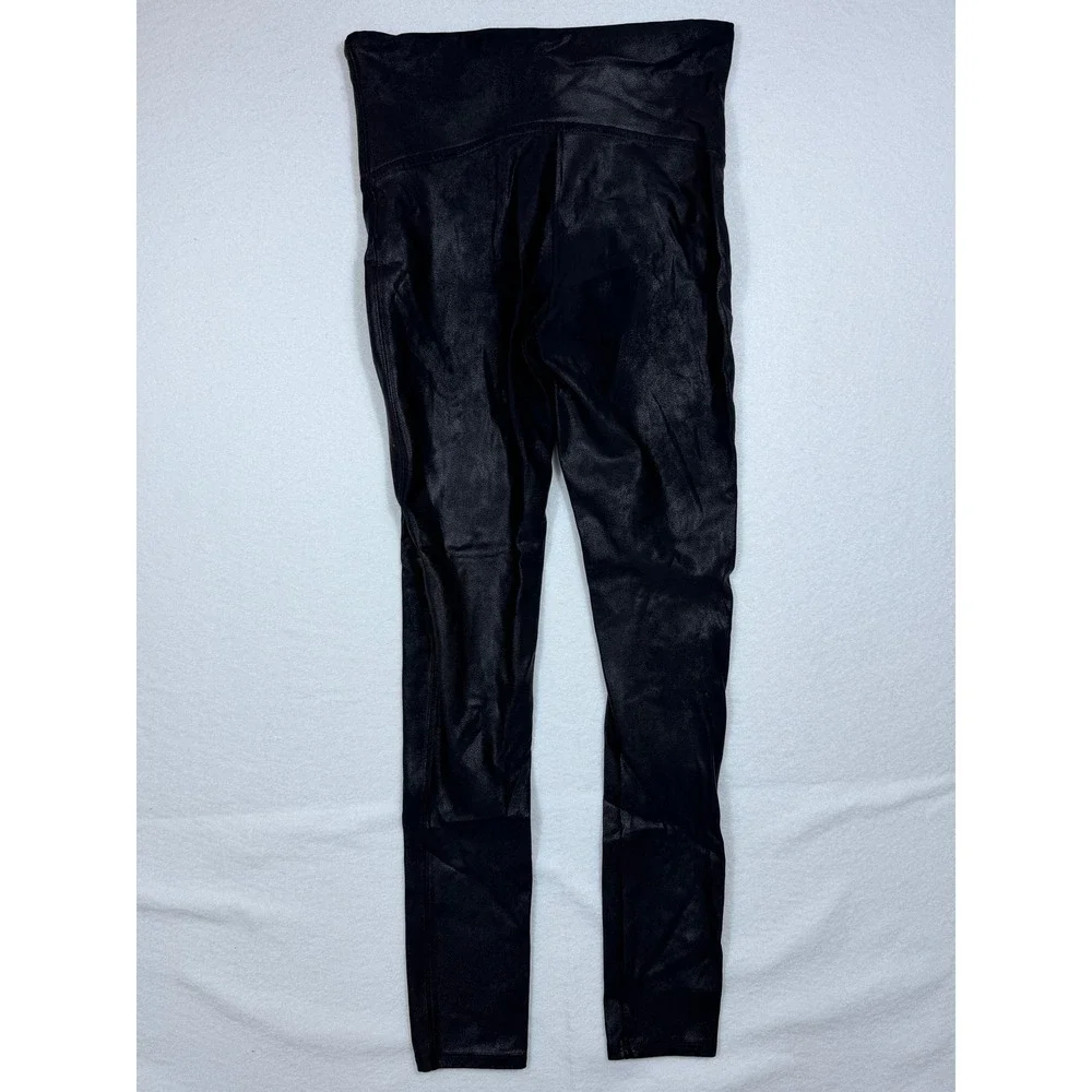 Spanx Vegan Leather Leggings Black‎ High Waisted Shaping Pants Womens Medium